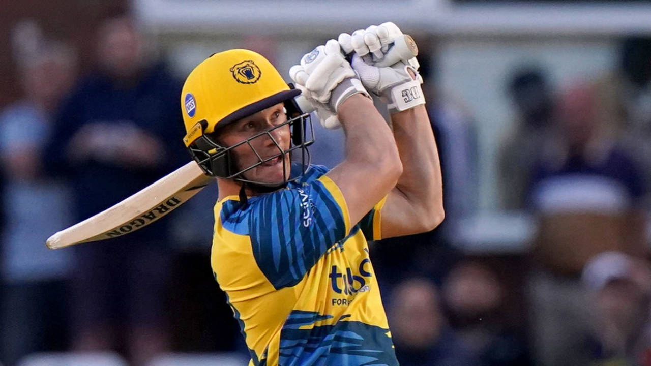 Chris Benjamin smashed five sixes on his way to 43 not out, Derbyshire vs Birmingham Bears, Vitality Blast, North Group, Derby, May 27, 2022