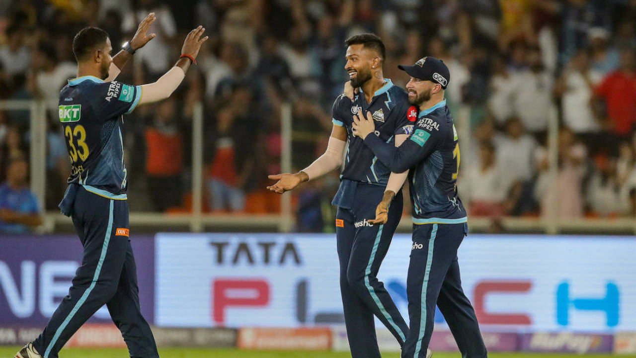 Hardik Pandya returned 3 for 17, the best among the Titans bowlers on the night, Gujarat Titans vs Rajasthan Royals, Final, IPL 2022, Ahmedabad, May 29, 2022