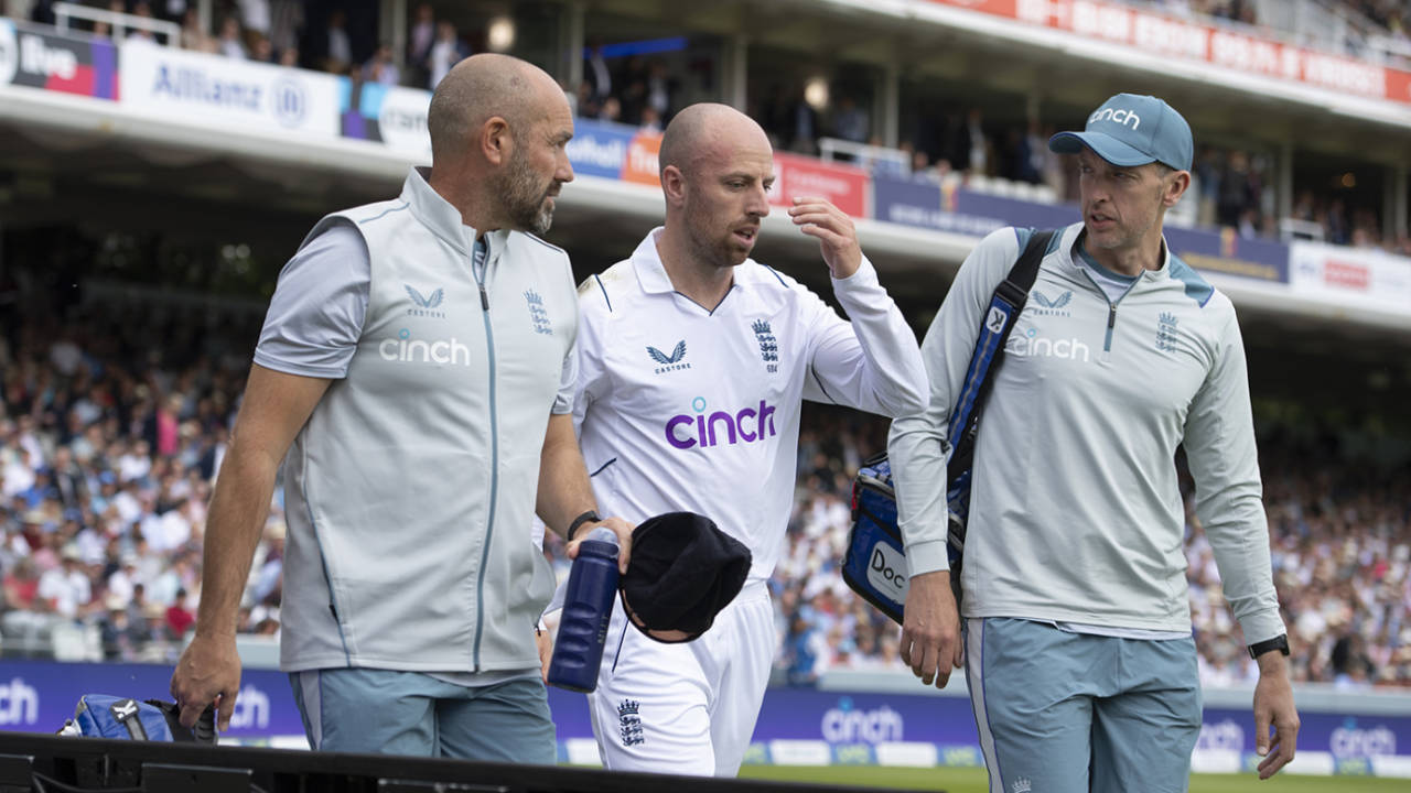 Jack Leach suffered a concussion, England vs New Zealand, 1st Test, Day 1, Lord's, June 2, 2022