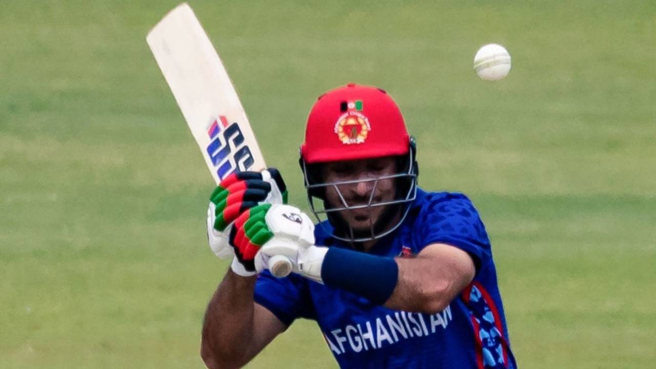 Rahmat Shah gets into position to play a hook during his half-century, Zimbabwe vs Afghanistan, 1st ODI, Harare, June 4, 2022