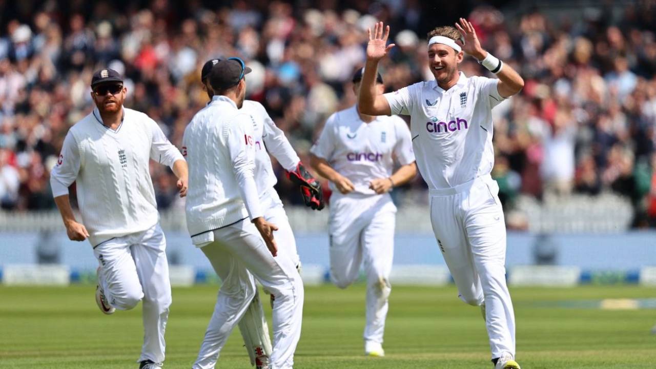 Stuart Broad was on the money on the third morning, running through the middle order&nbsp;&nbsp;&bull;&nbsp;&nbsp;AFP/Getty Images