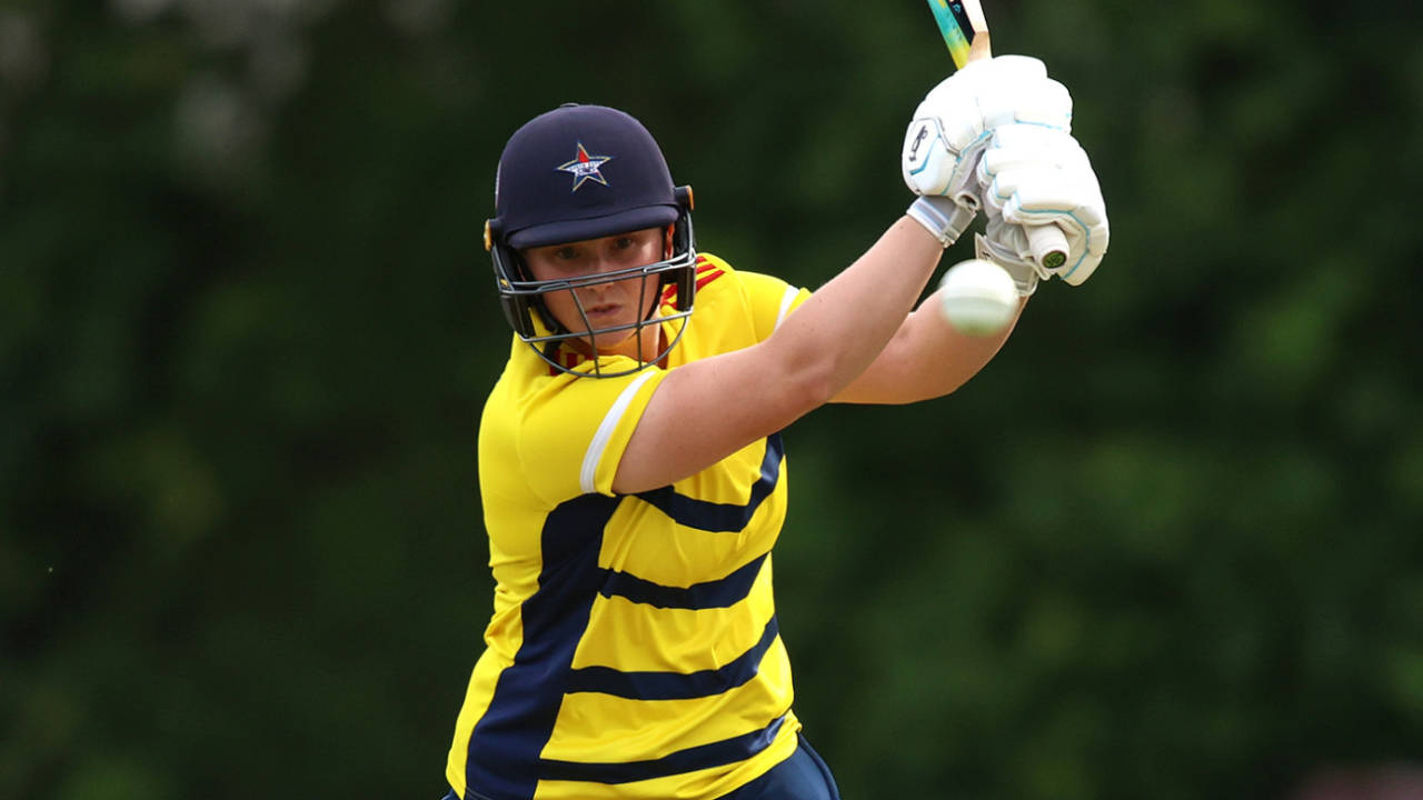 Bryony Smith crashes one through the covers, South East Stars vs Central Sparks, Guildford, Charlotte Edwards Cup, May 18, 2022