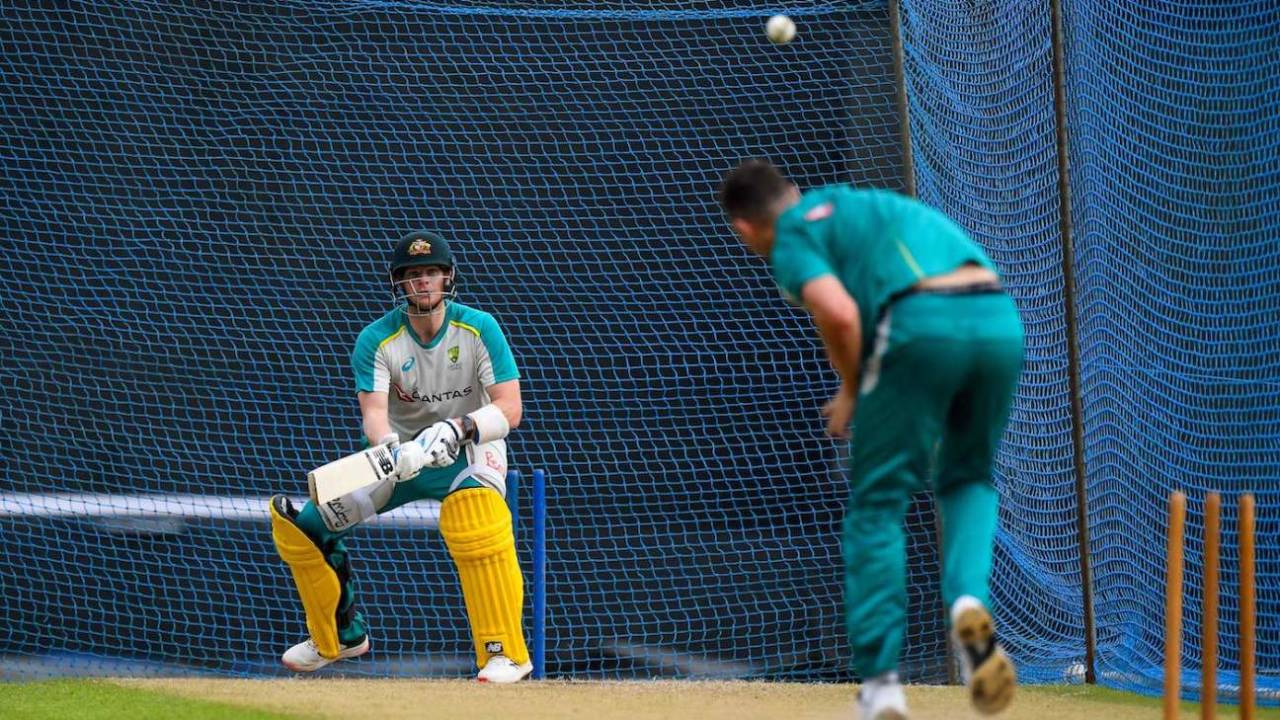 Steven Smith in the nets on the eve of the first T20I against Sri Lanka, Colombo, June 6, 2022