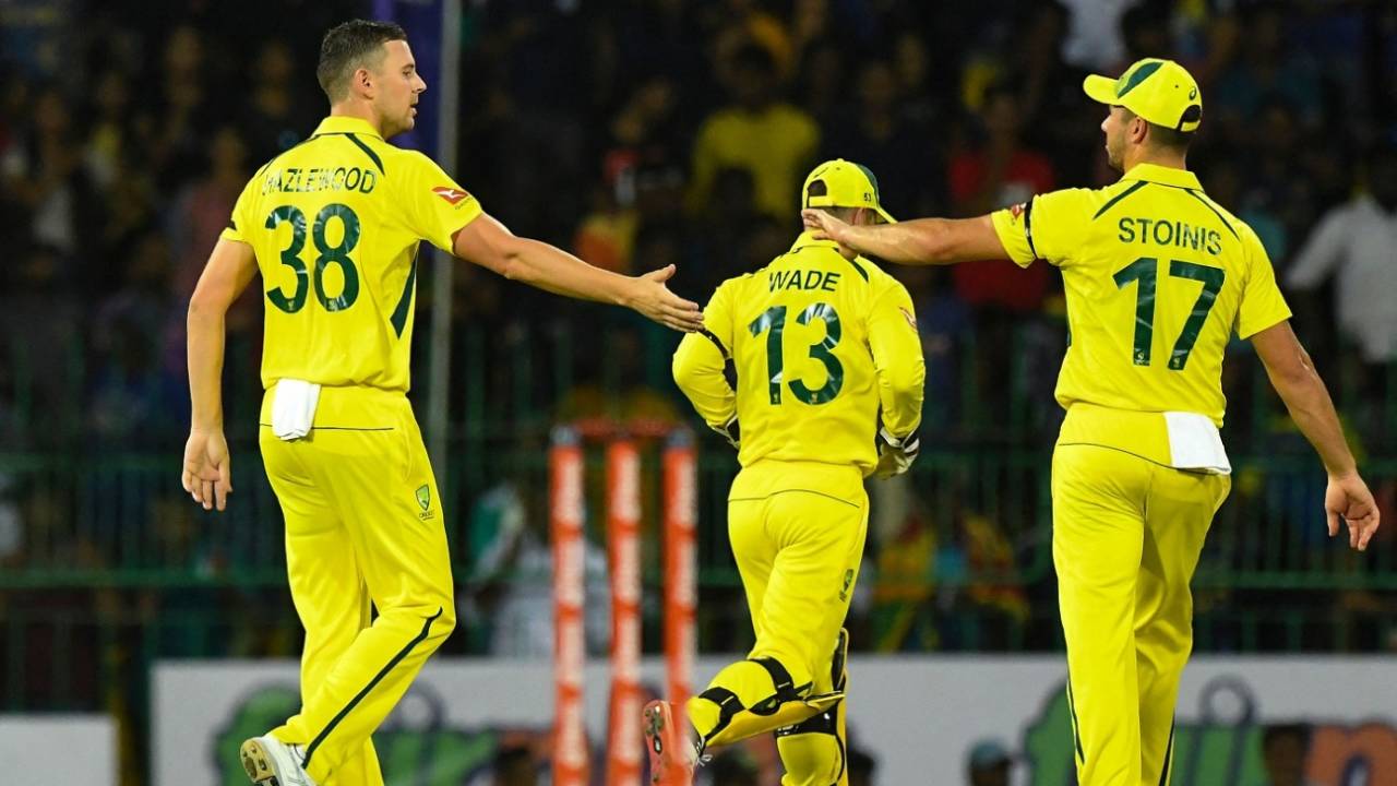 Josh Hazlewood picked up figures of 4 for 16, which included a triple-wicket over, Sri Lanka vs Australia, 1st T20I, Colombo, June 7, 2022