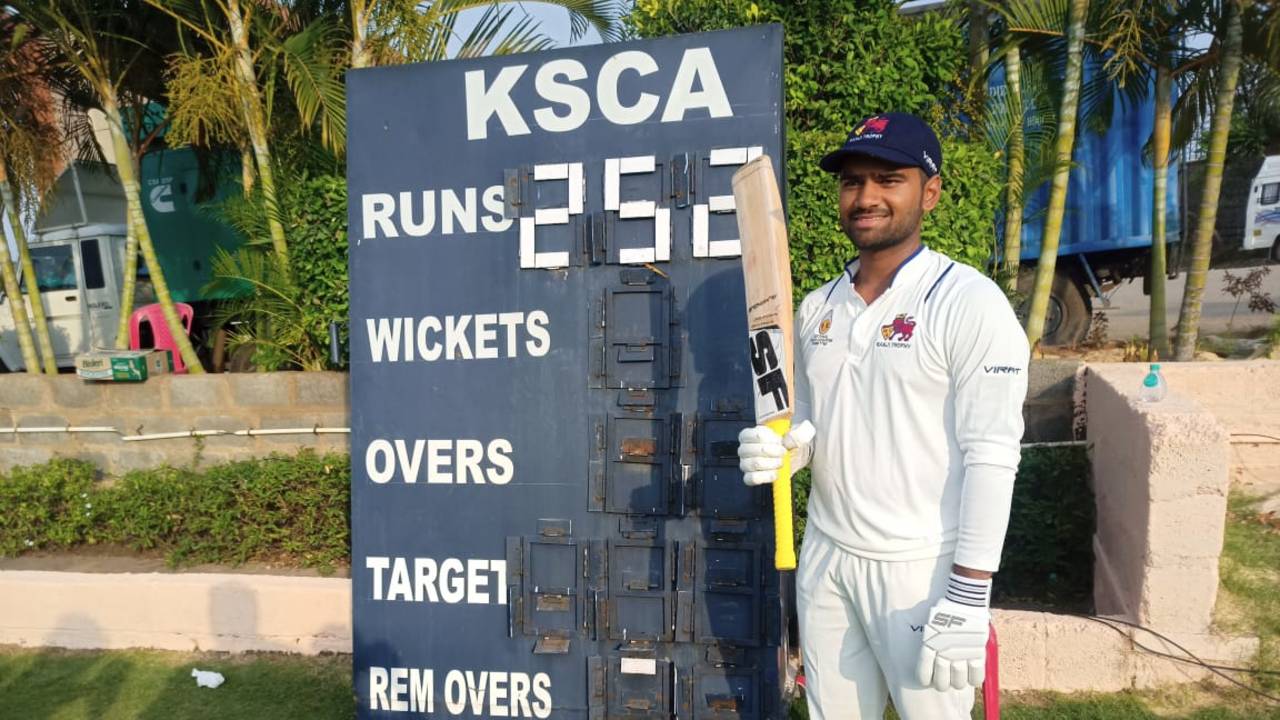 Mumbai's Suved Parkar and the final score he finished on in the Ranji Trophy quarter-final 