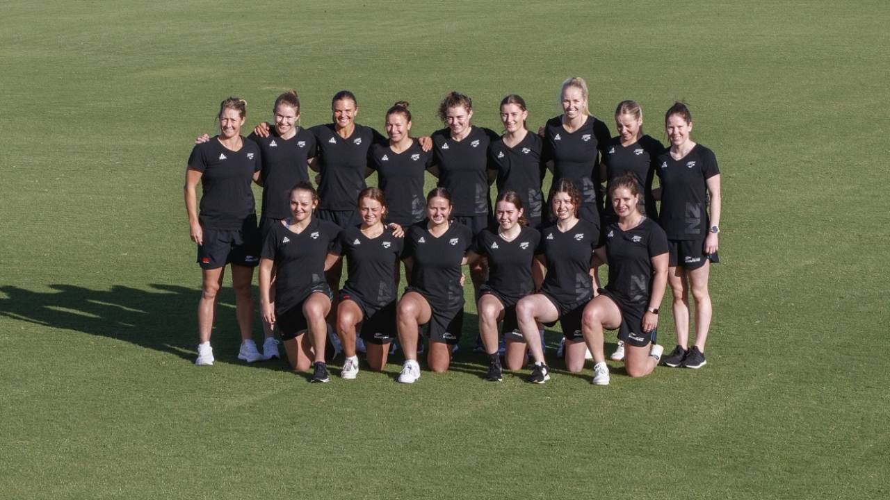 The New Zealand women's team pose during the Commonwealth Games squad announcement at Bay Oval, Tauranga, June 8, 2022