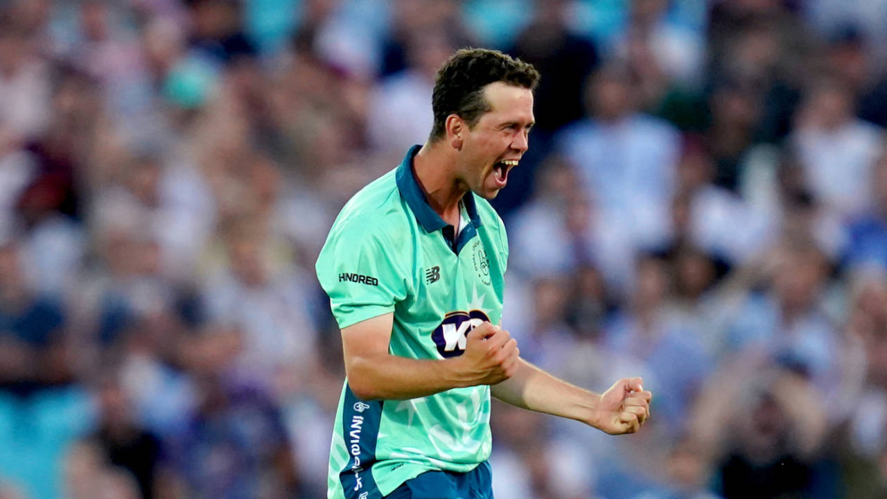 Nathan Sowter celebrates a wicket for Oval Invincibles, Oval Invincibles vs Manchester Originals, the Hundred, The Oval, July 22, 2021