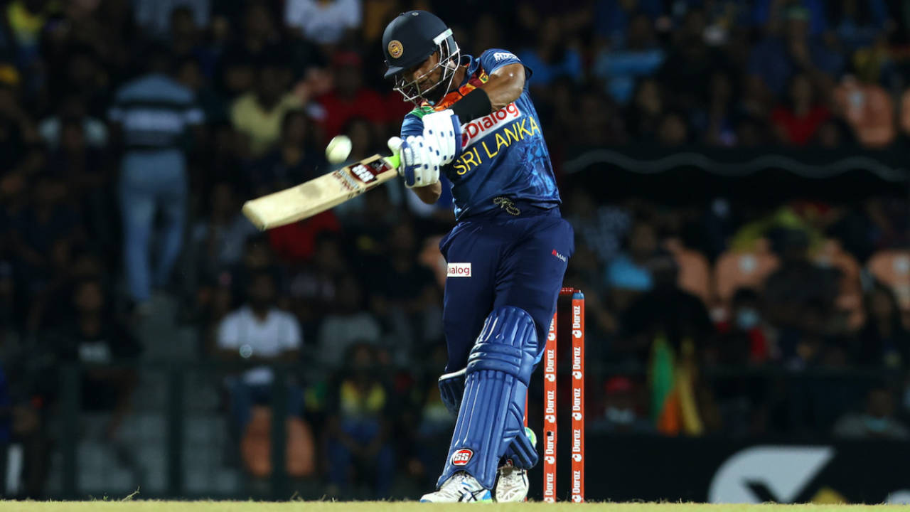 Dasun Shanaka blazed his bat around to give his team an unlikely win, Sri Lanka vs Australia, 3rd T20I, Pallekele, June 11, 2022

