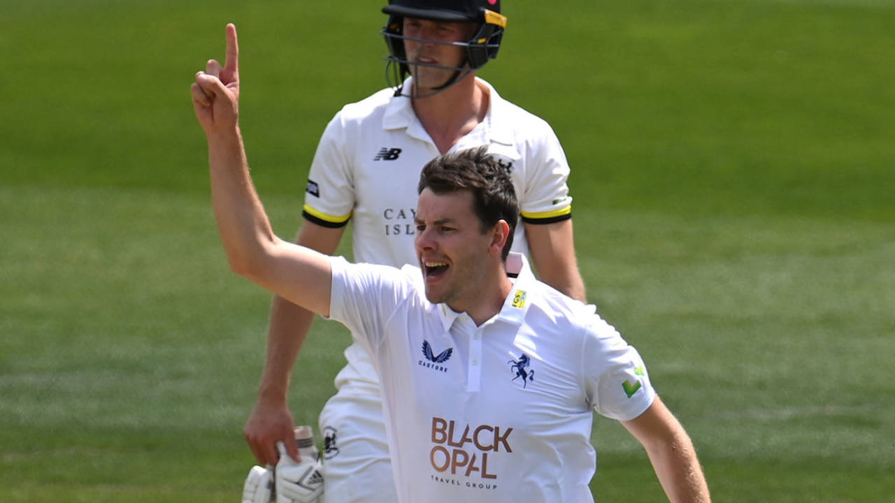 Jacob Duffy claimed a five-wicket haul, LV= Insurance County Championship, Division Two, Kent vs Gloucestershire, Canterbury, June 13, 2022