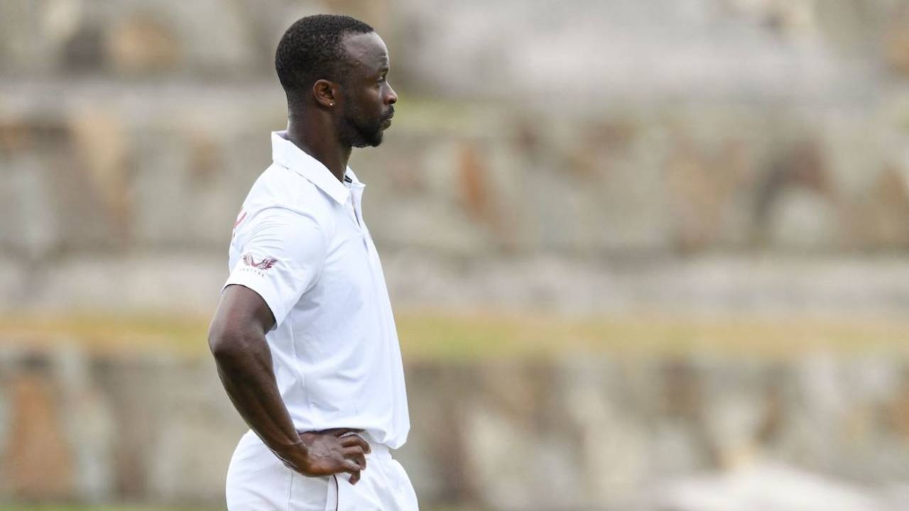 Kemar Roach's double-strike in his first two overs set up the morning session of the match for the hosts, West Indies vs Bangladesh, 1st Test, Antigua, Day 1, June 16, 2022
