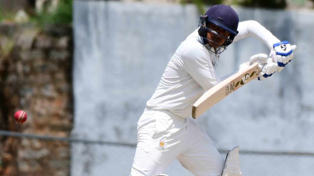 Armaan Jaffer plays one square of the wicket during his 127, Mumbai vs Uttar Pradesh, Ranji Trophy 2021-22 semi-final, 4th day, Bengaluru, June 17, 2022