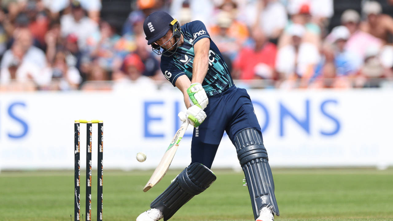 Jos Buttler launches one over the off side&nbsp;&nbsp;&bull;&nbsp;&nbsp;Getty Images