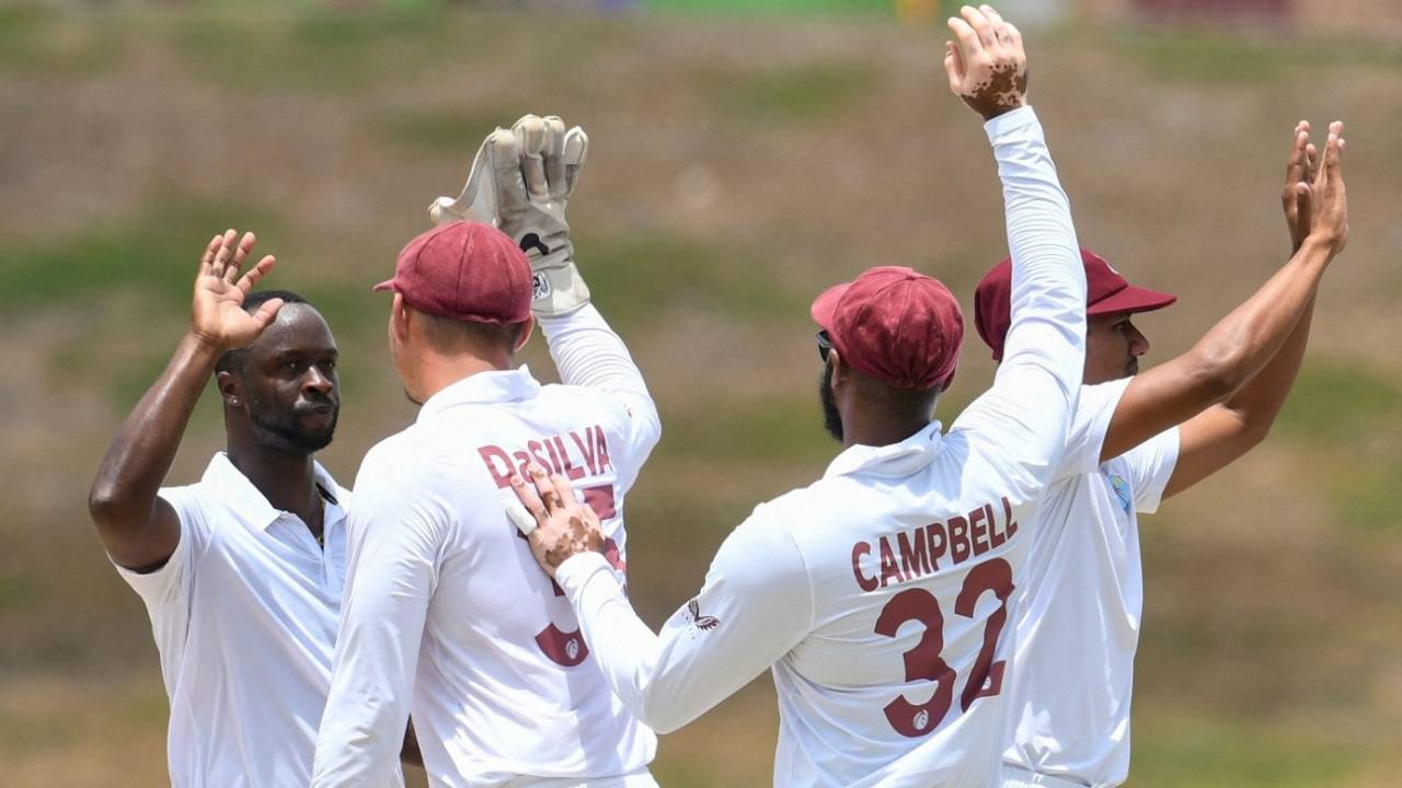 Kemar Roach's seven wickets in Antigua helped West Indies to a comfortable win&nbsp;&nbsp;&bull;&nbsp;&nbsp;Randy Brooks/AFP via Getty Images