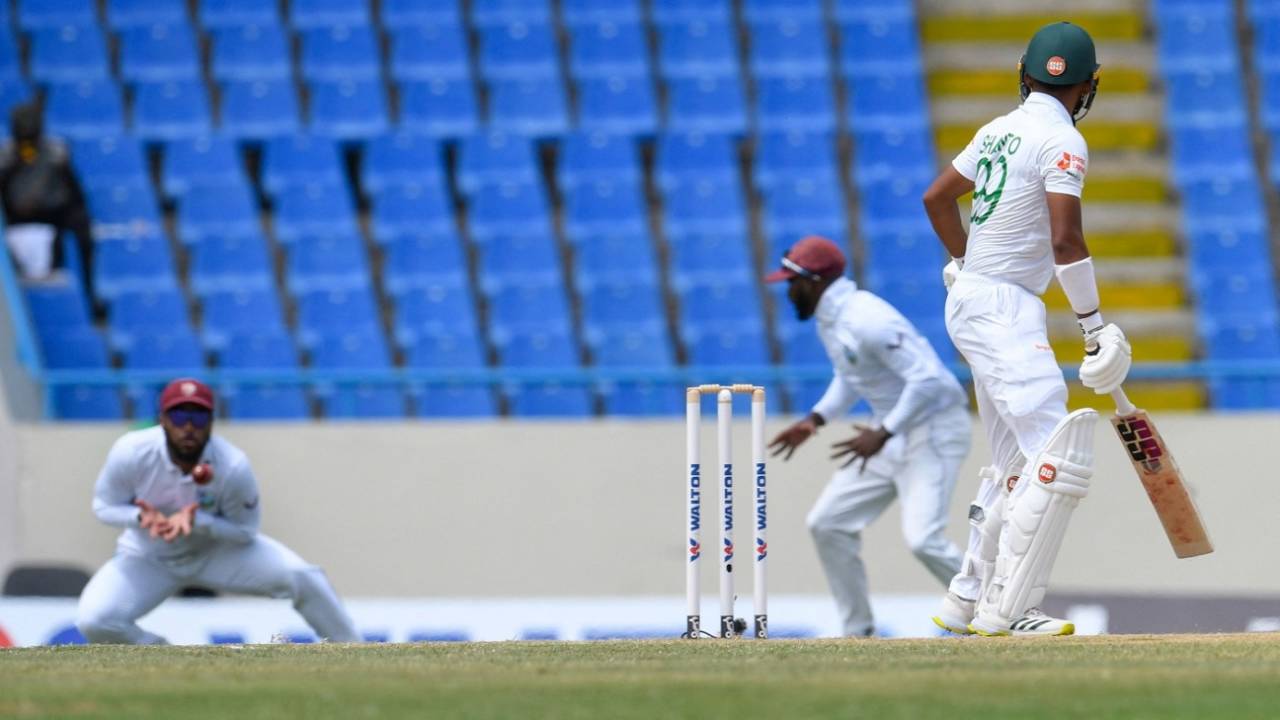 Najmul Hossain Shanto edges one behind to John Campbell, West Indies vs Bangladesh, 1st Test, Antigua, 3rd day, June 18, 2022