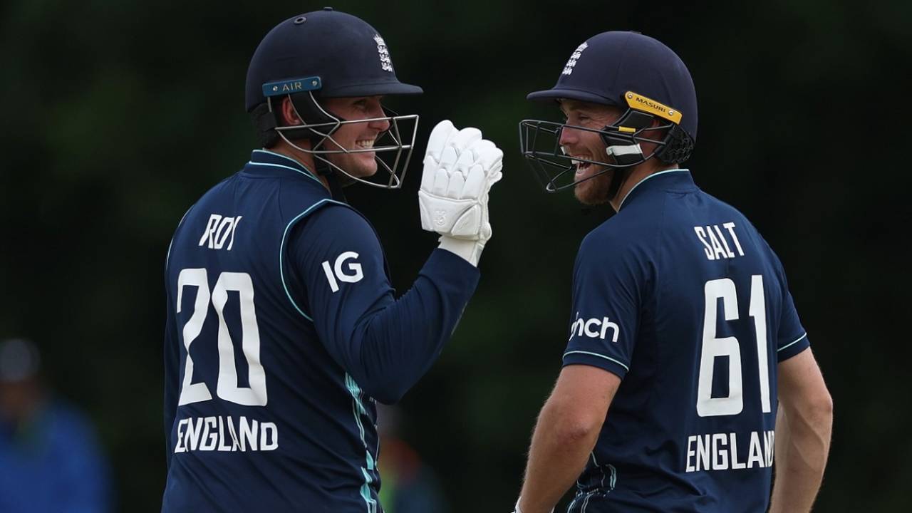 Jason Roy and Phil Salt added 139 for the opening wicket, Netherlands vs England, 2nd men's ODI, Amstelveen, June 19, 2022