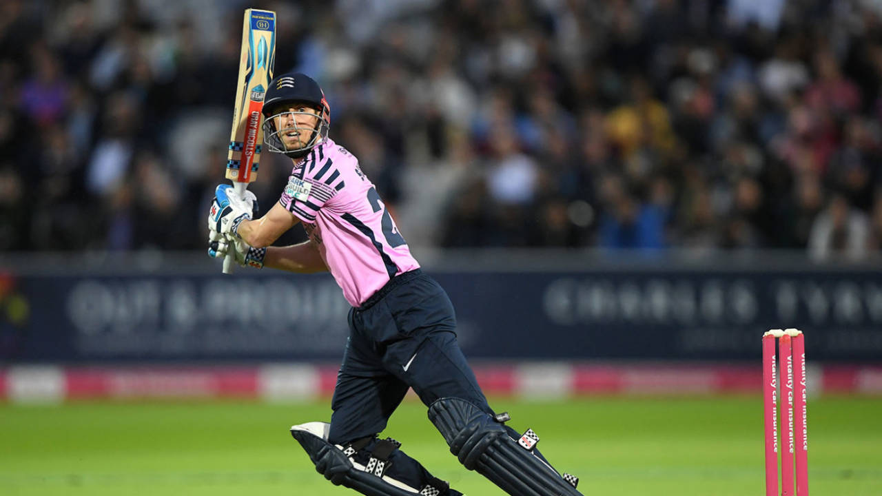 John Simpson works one to the leg side, Vitality Blast, South Group, Middlesex vs Surrey, Lord's, June 09, 2022