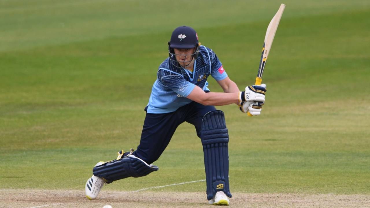 Tom Kohler-Cadmore drives through the covers, Durham vs Yorkshire, T20 Blast, June 17, 2022