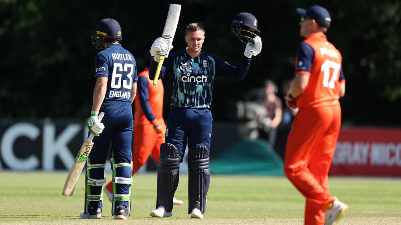 Jason Roy notched his 10th ODI hundred, Netherlands vs England, 3rd men's ODI, Amstelveen, June 22, 2022