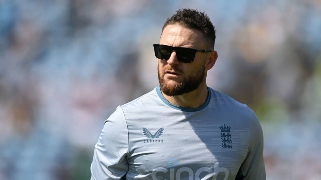 England head coach Brendon McCullum looks ahead, 3rd Test, England vs New Zealand, Headingley, June 23, 2022