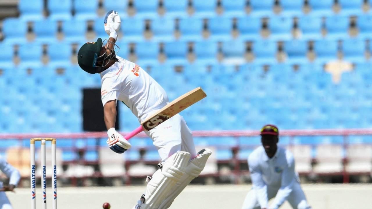 Tamim Iqbal is put in a spot of bother, West Indies vs Bangladesh, 2nd Test, St Lucia, 1st day, June 24, 2022
