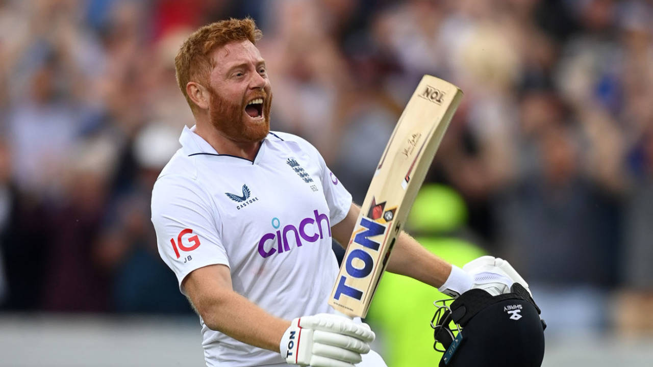 Jonny Bairstow roars with delight at reaching back-to-back centuries, England vs New Zealand, 3rd Test, Headingley, 2nd day, June 24, 2022