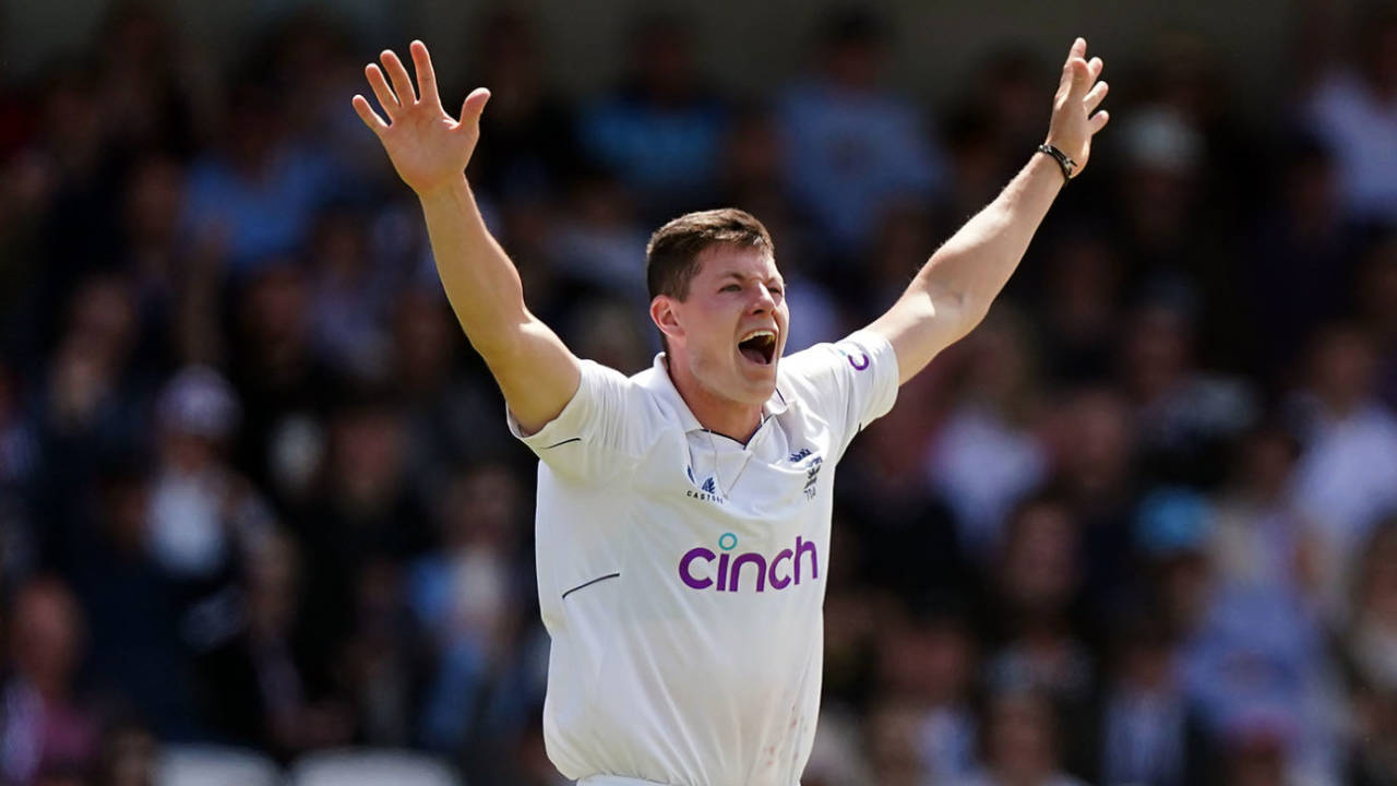 Matthew Potts celebrates a wicket&nbsp;&nbsp;&bull;&nbsp;&nbsp;PA Images via Getty Images