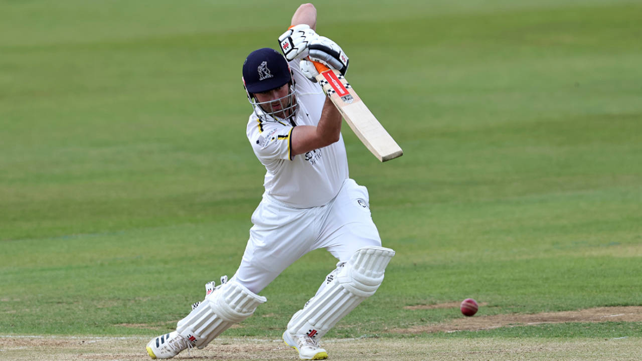 Dom Sibley drives on his way to a hundred, Northamptonshire vs Warwickshire, County Championship, Division One, Wantage Road, June 28, 2022