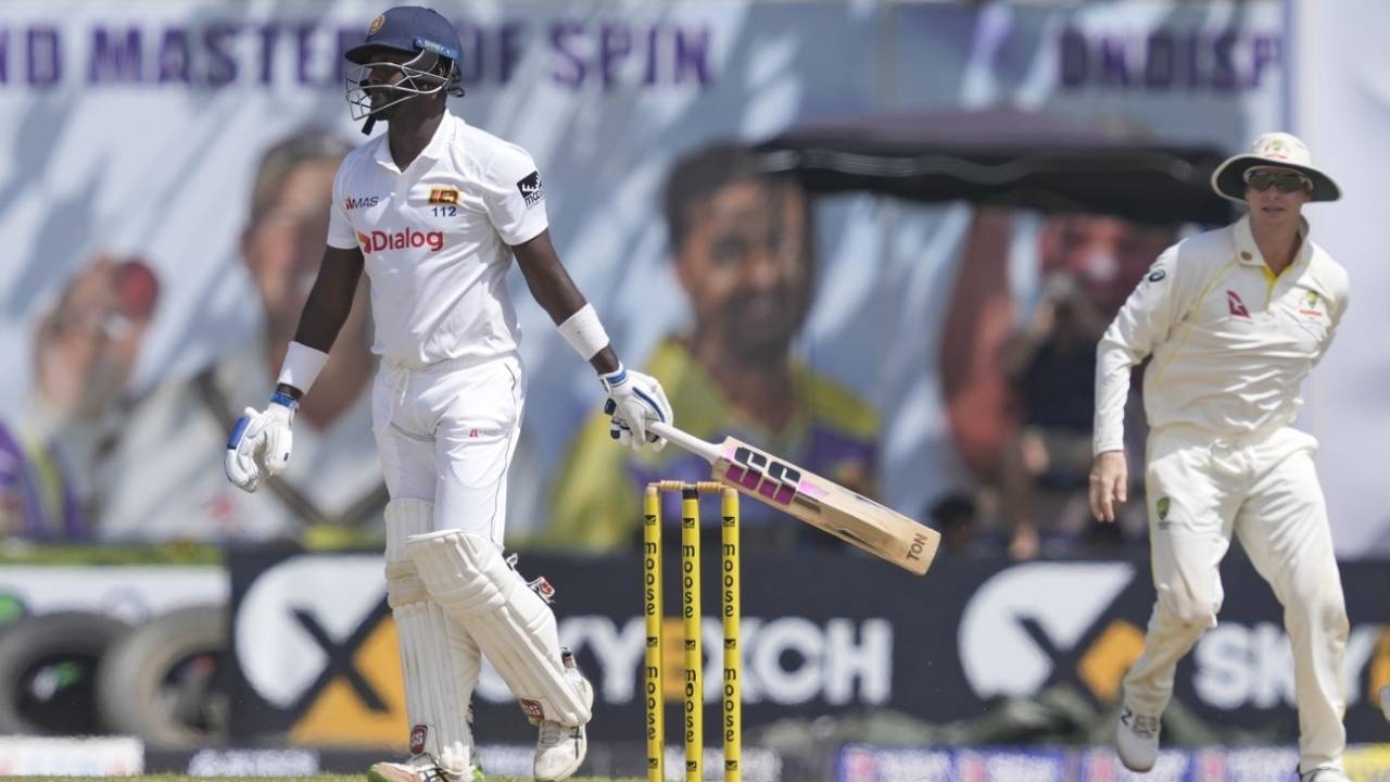 Angelo Mathews walks back after getting dismissed for 39, Sri Lanka vs Australia, 1st Test, Day 1, Galle, June 29, 2022 
