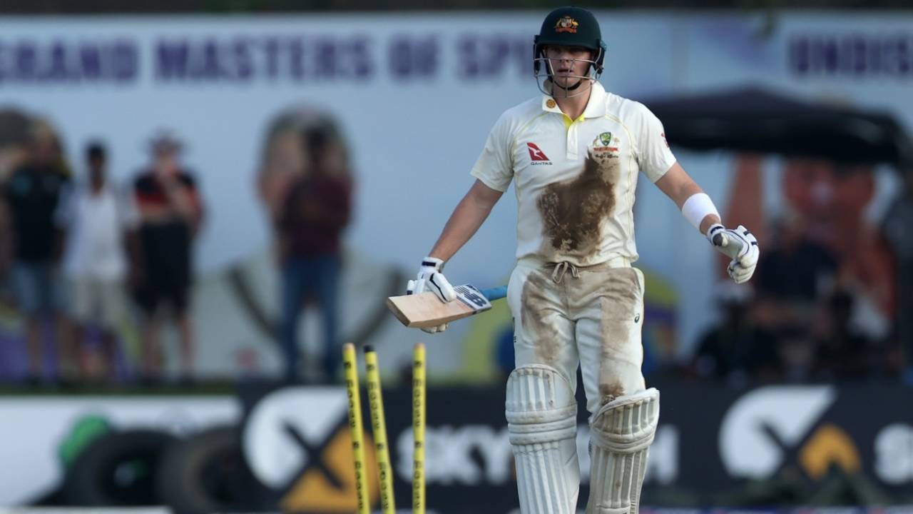 Steven Smith's stay at the crease ended with a chaotic run out on 6, Sri Lanka vs Australia, 1st Test, Day 1, Galle, June 29, 2022 