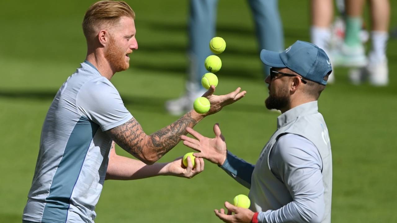 The jugglers: Ben Stokes and Brendon McCullum at the nets, Birmingham, June 30, 2022