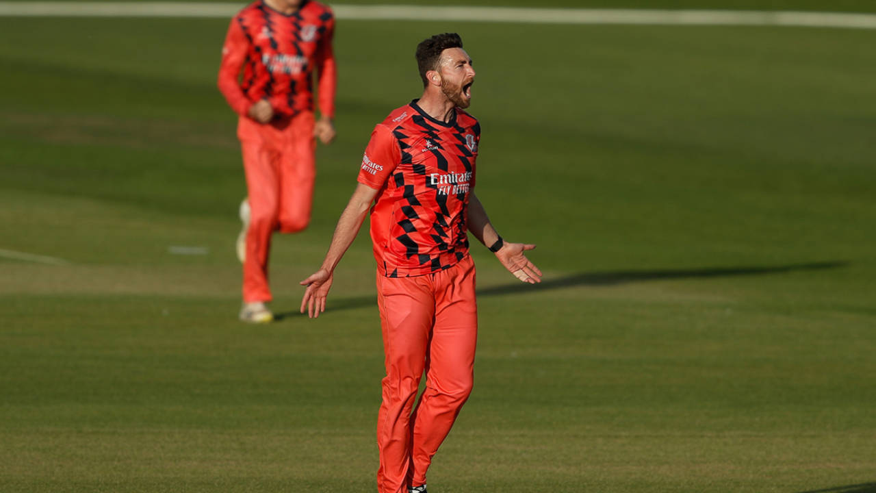 Richard Gleeson celebrates a wicket, Durham vs Lancashire, Chester-le-Street, Vitality Blast, June 10, 2022 