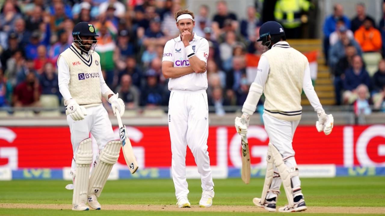 Stuart Broad is speechless after being taken for 35 in an over, courtesy Jasprit Bumrah&nbsp;&nbsp;&bull;&nbsp;&nbsp;PA Photos/Getty Images
