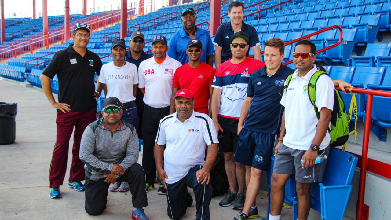 Shivnarine Chanderpaul (center, red shirt) has lived in Florida since 2005 where he has been involved in local coaching, Lauderhill, July 27, 2016