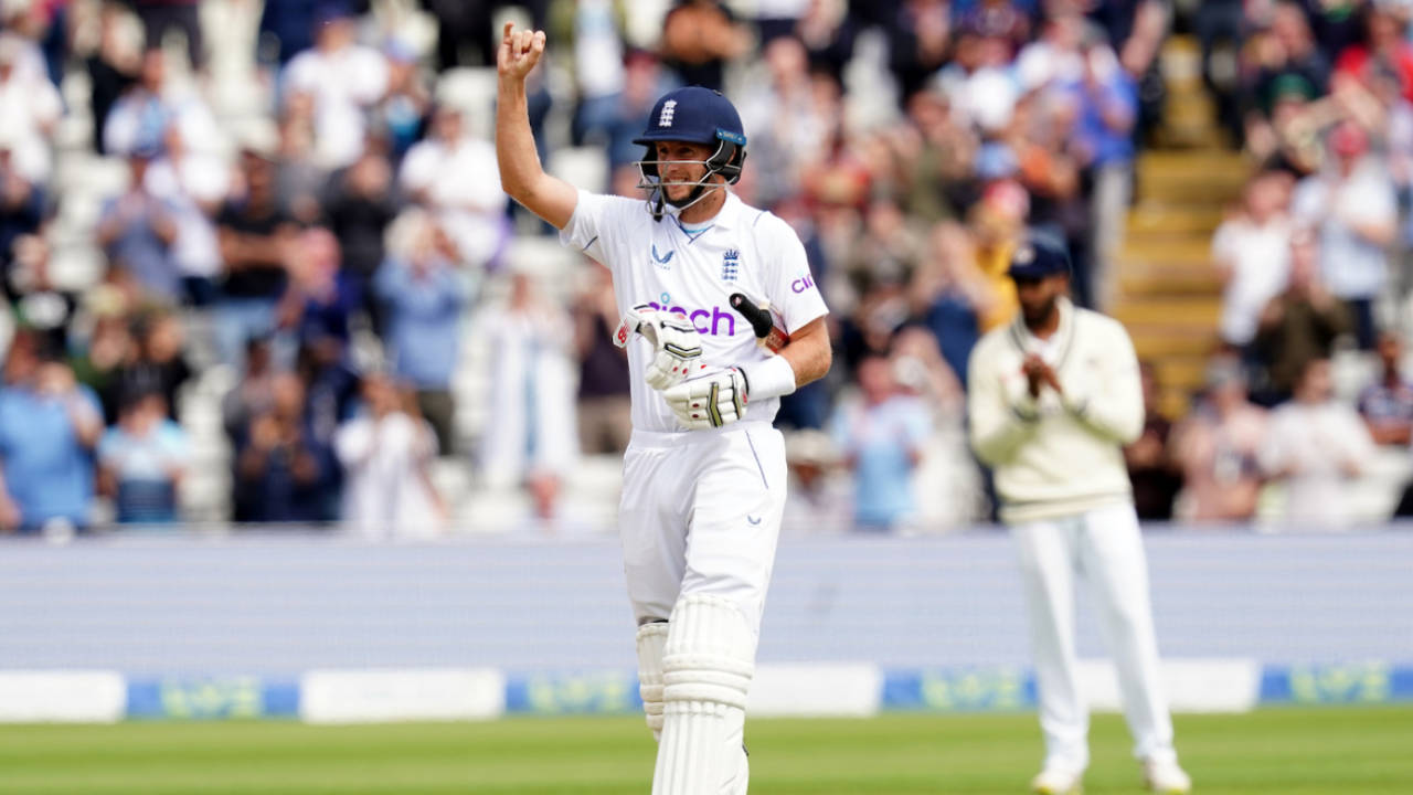 Joe Root brings out the pinky finger celebration, England vs India, 5th Test, Edgbaston, 5th day, July 5, 2022