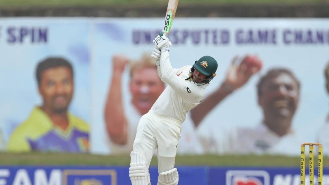 Usman Khawaja drives down the ground, Sri Lanka vs Australia, 2nd Test, Galle, July 11, 2022