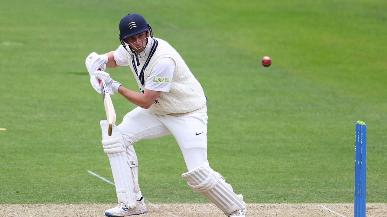 Luke Hollman works one to the off side, LV= Insurance County Championship, Division 2, Middlesex vs Leicestershire, Lord's, April 29, 2022