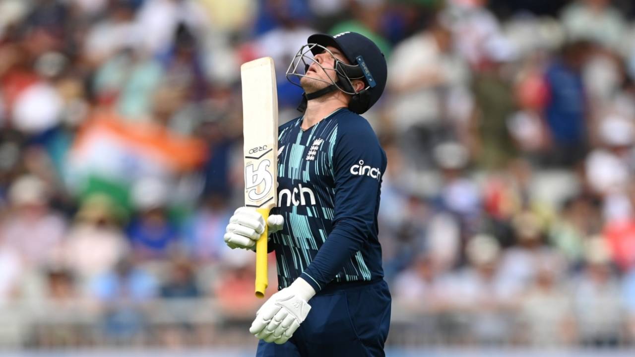 Jason Roy walks back after scoring 41 off 31 balls, England vs India, 3rd ODI, Manchester, July 17, 2022