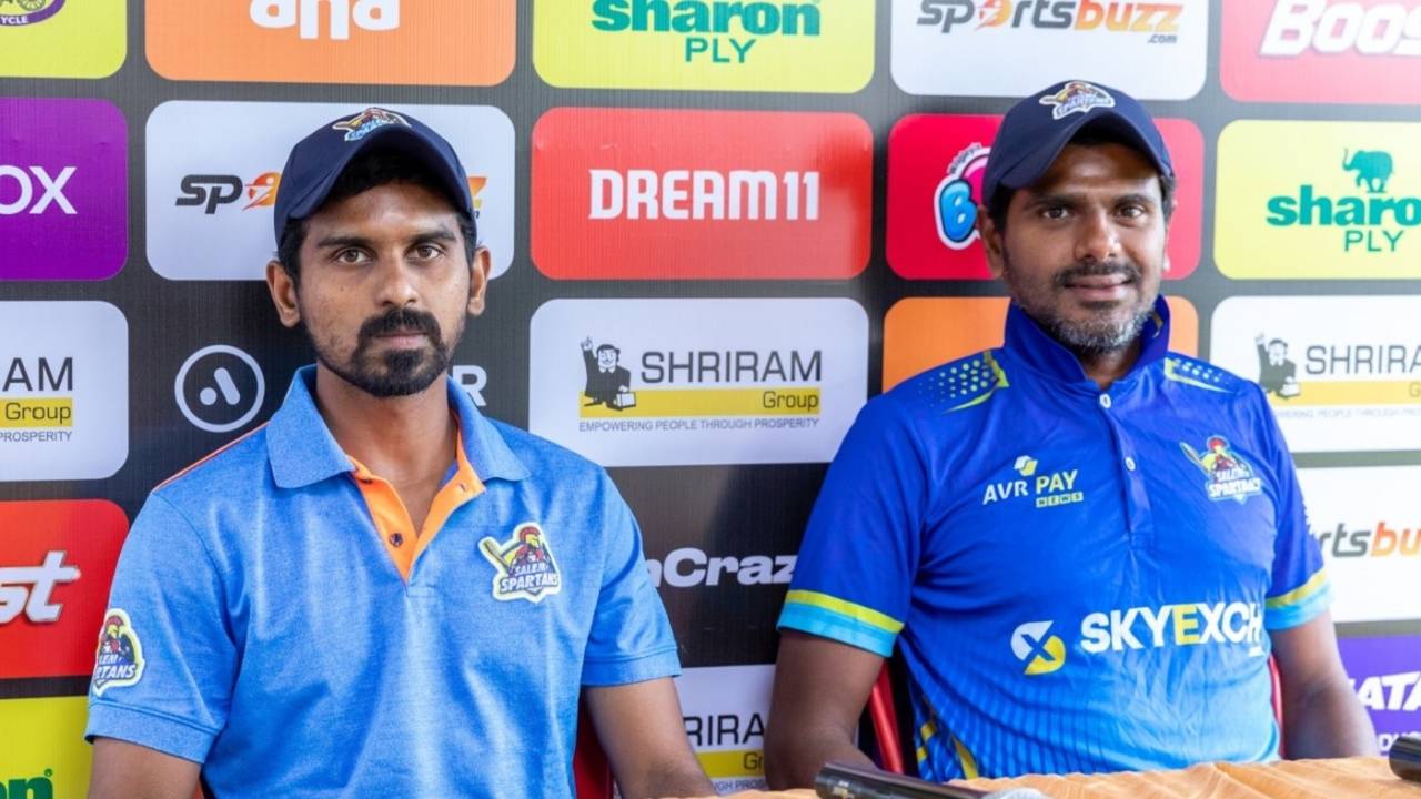 Salem Spartans captain M Ashwin and coach R Prasanna at a press conference