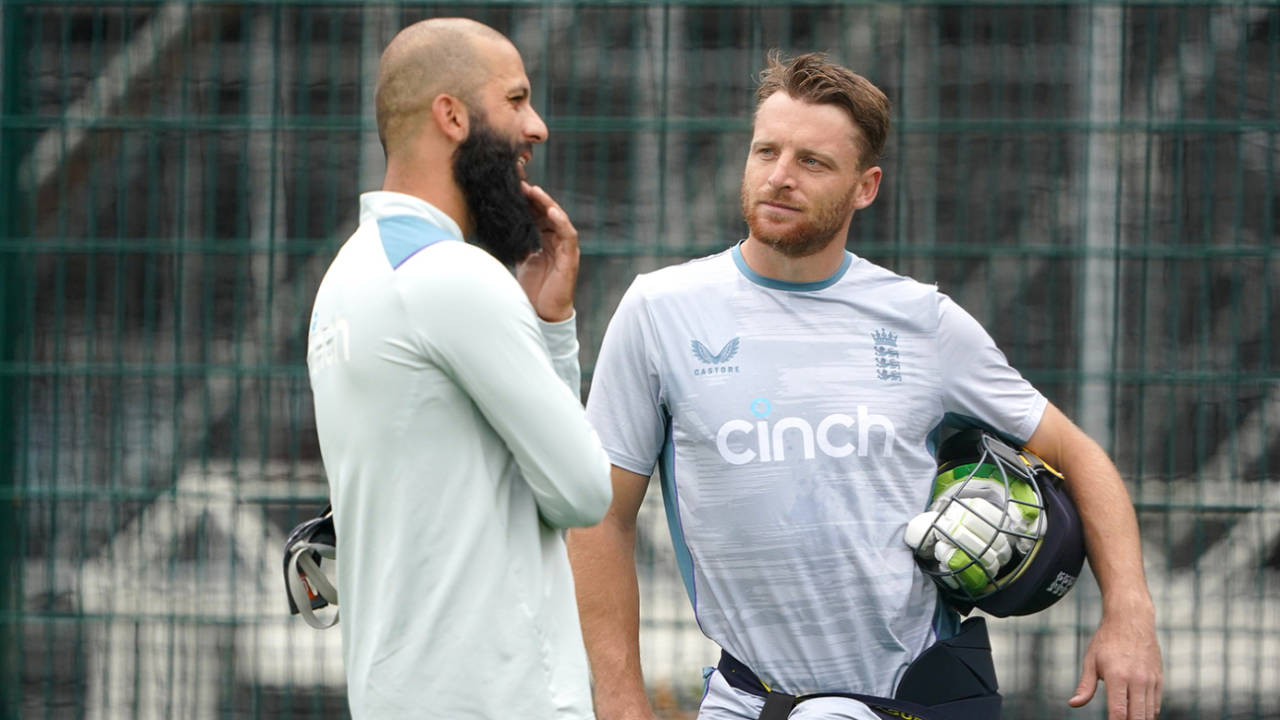 Jos Buttler chats to Moeen Ali at training&nbsp;&nbsp;&bull;&nbsp;&nbsp;PA Images/Getty