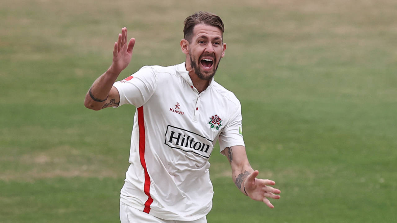 Tom Bailey successfully appeals to the umpire for the wicket of Will Young, LV= Insurance County Championship, Division 1, Northamptonshire vs Lancashire, Northampton, July 21, 2022