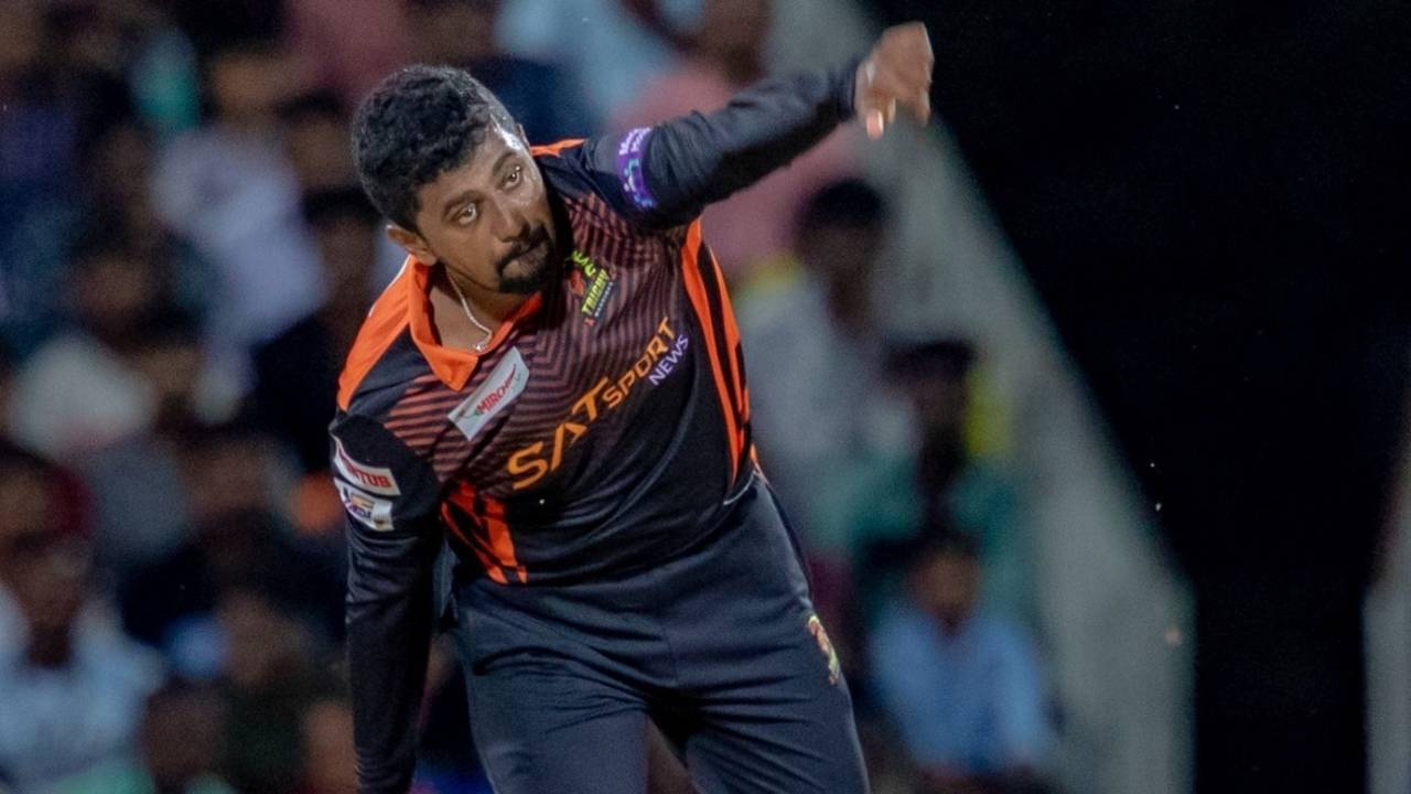 Atheeq Ur Rahman, an ambidextrous spinner, in action during the TNPL, July 21, 2022