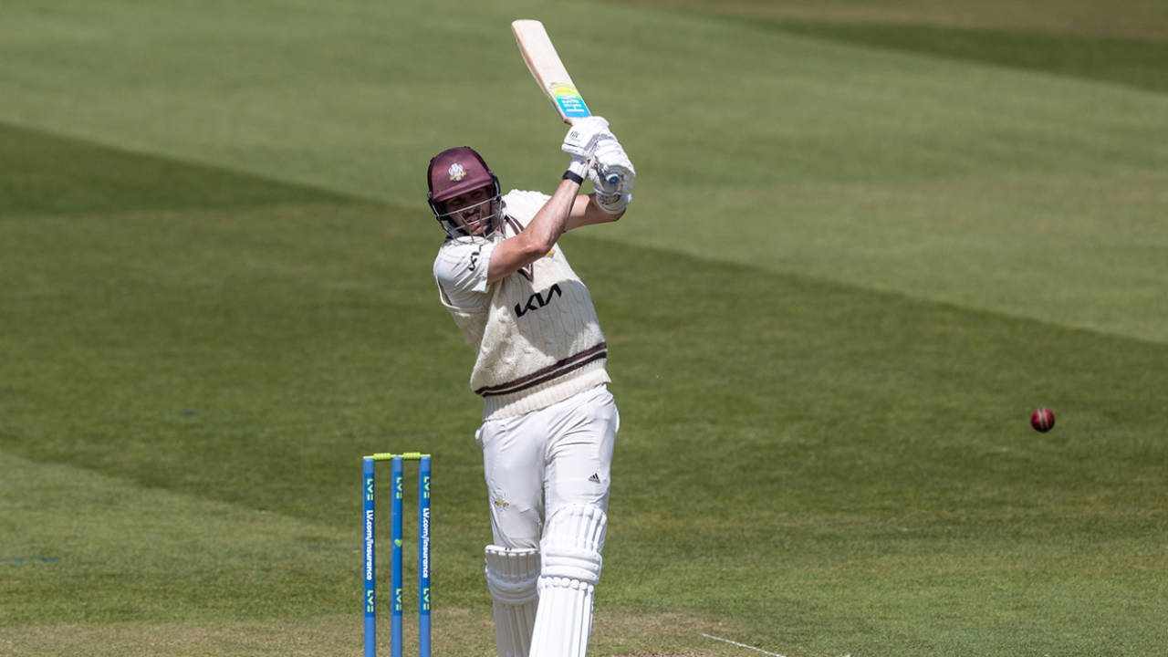 Jamie Overton brings out the long handle, Surrey vs Northamptonshire, LV= Insurance Championship, Division One, Kia Oval, 2nd day, May 6, 2022