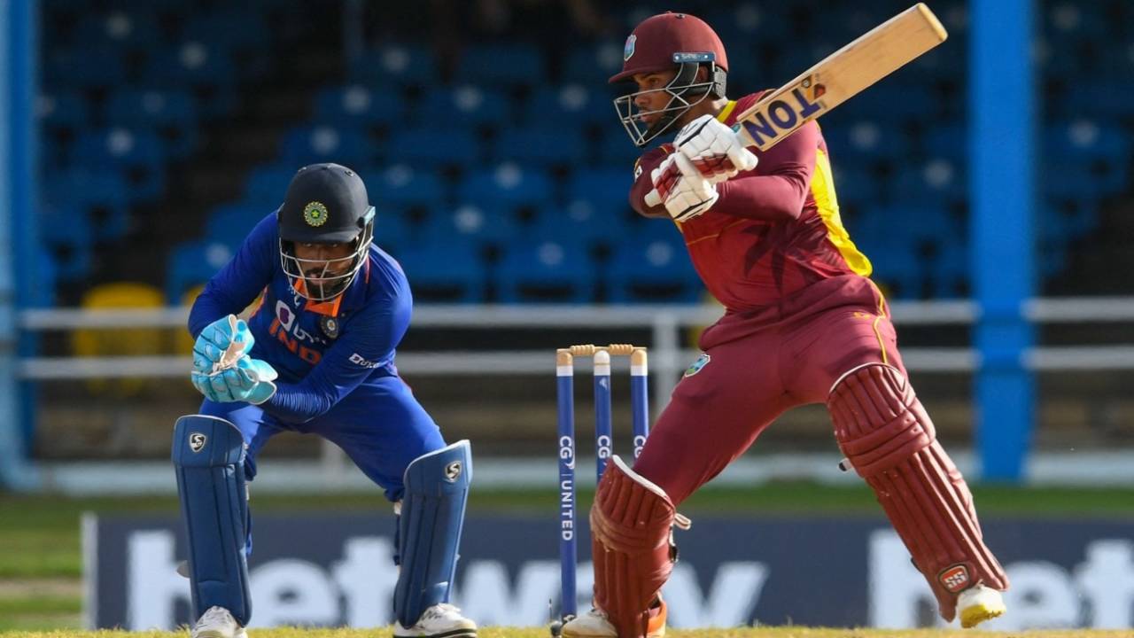Brandon King scored a 66-ball 55 in the series opener, West Indies vs India, 1st ODI, Port of Spain, July 22, 2022