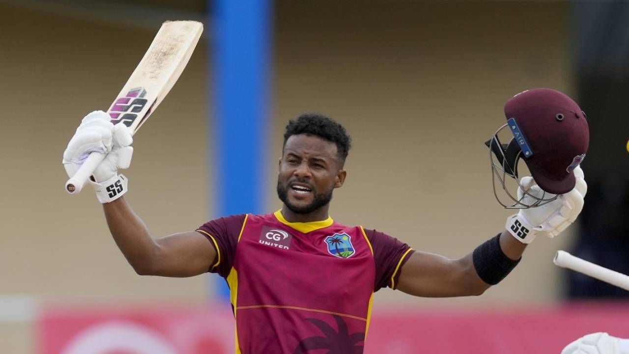 Shai Hope hit a century in his 100th ODI, West Indies v India, 2nd ODI, Port of Spain, July 24, 2022