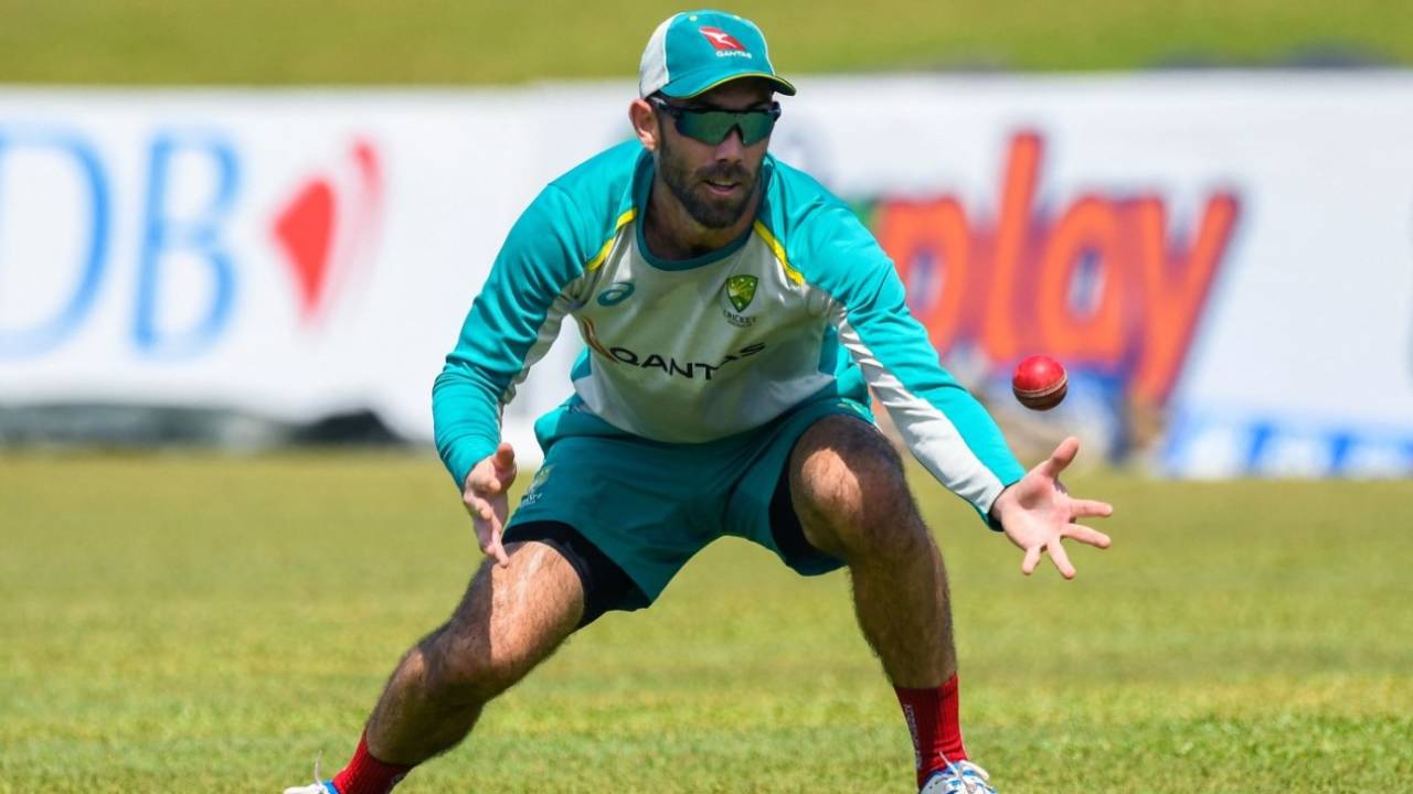 Glenn Maxwell doing fielding practice on the Test tour of Sri Lanka