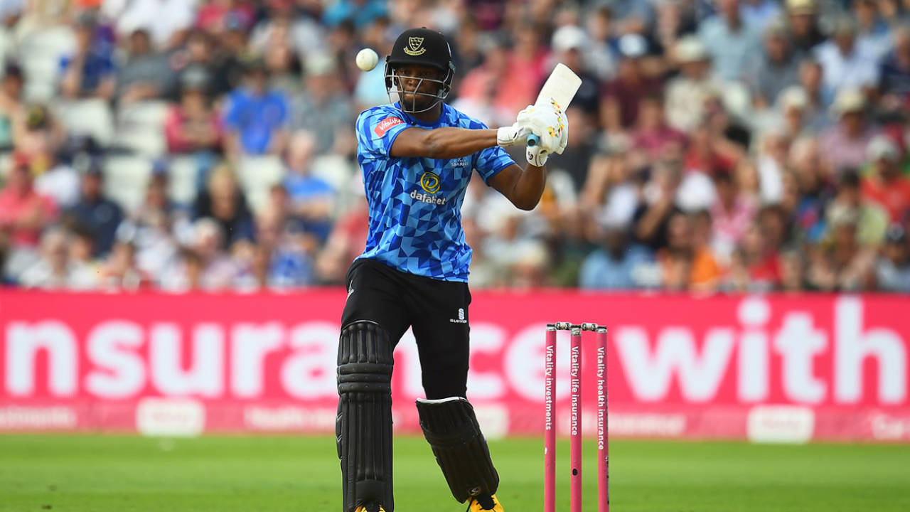 Delray Rawlins gets in position to pull, Sussex vs Kent, 2nd semi-final, Vitality T20 Blast Finals Day, Edgbaston, September 18, 2021