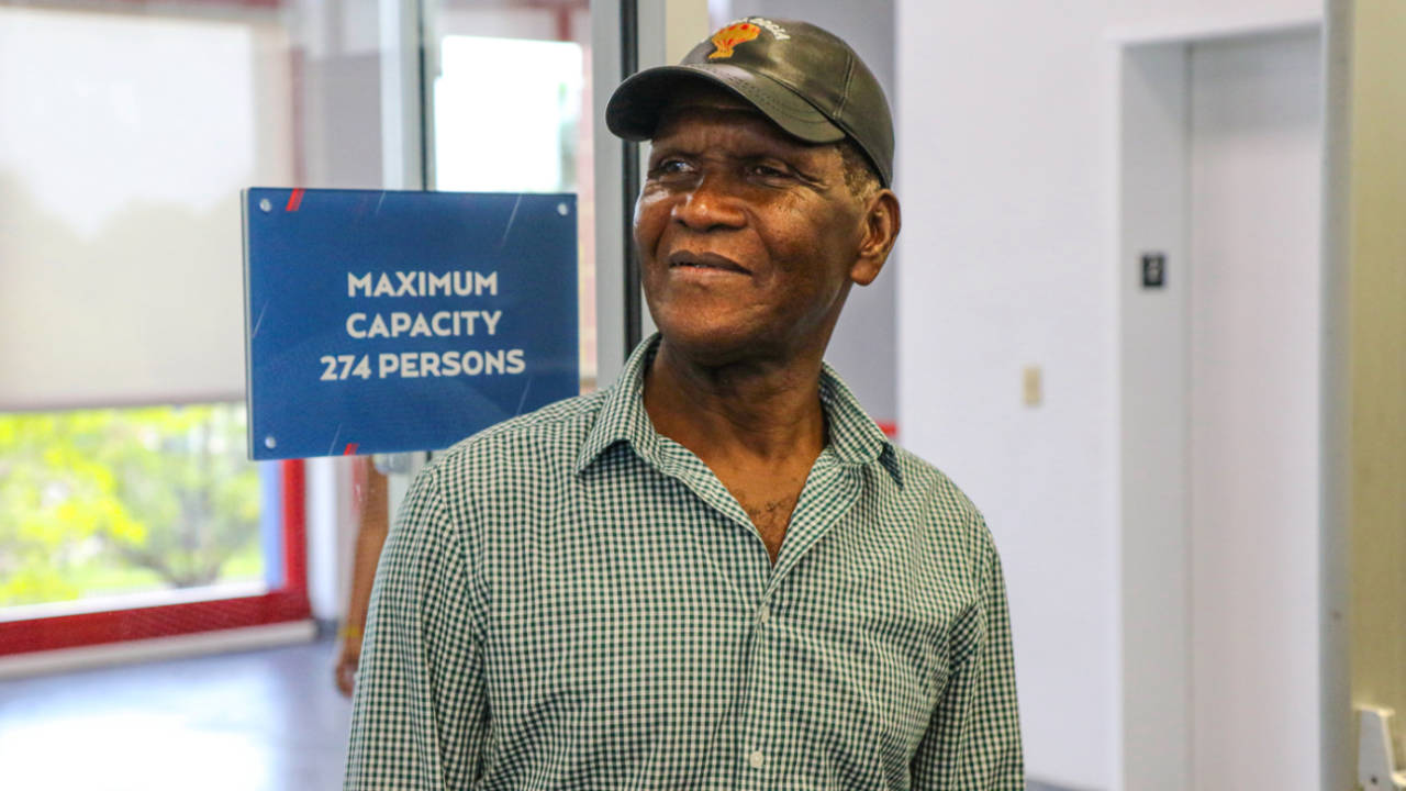 Lawrence Rowe arrives in the media box, West Indies vs India, 4th T20I, Lauderhill, August 5, 2022