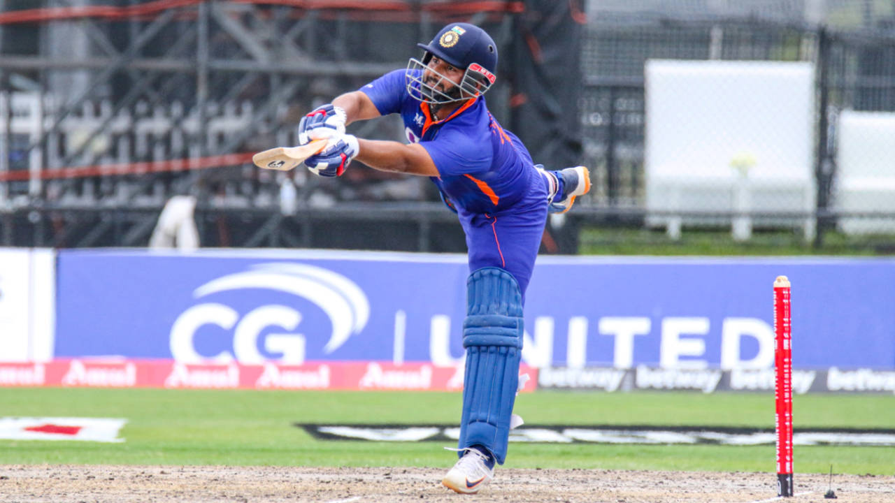 Rishabh Pant flays a boundary over cover off one leg, West Indies vs India, 4th T20I, Lauderhill, August 6, 2022