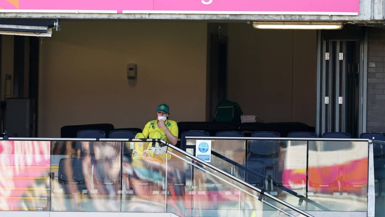 Tahlia McGrath sat by herself in the stands with a mask on after testing positive for Covid-19&nbsp;&nbsp;&bull;&nbsp;&nbsp;Getty Images