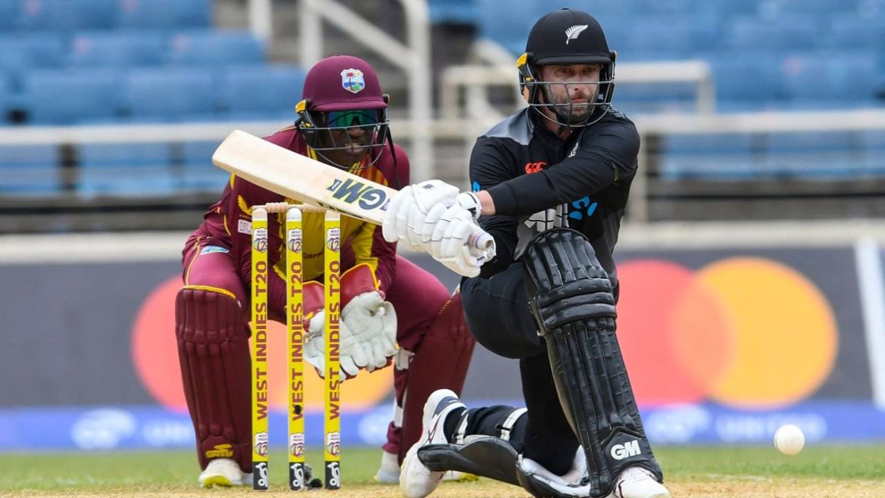 Devon Conway, back in the team after a break, scored a quickfire 43 off 29 balls, West Indies v New Zealand, 1st T20I, Kingston, August 10, 2022